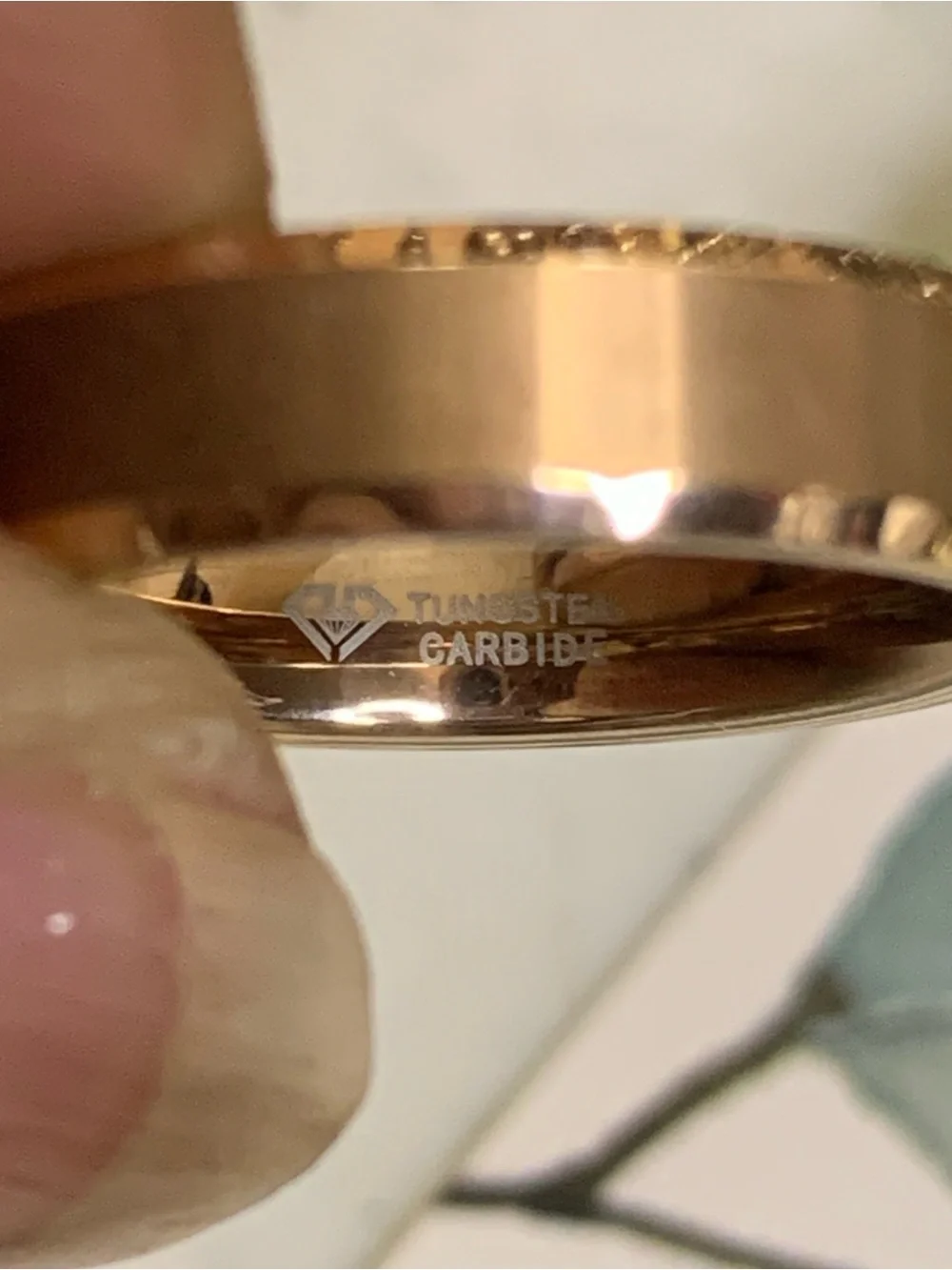 Men’s Classic Polished Rose Gold Plated Band  Ring Tungsten Carbide